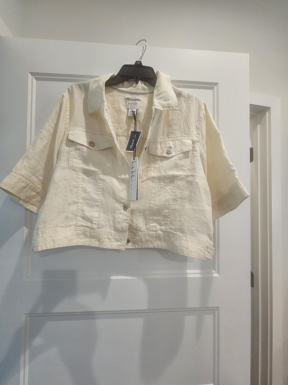 Nicola Miller New York Linen Button Down Shirt Cream XL NWT